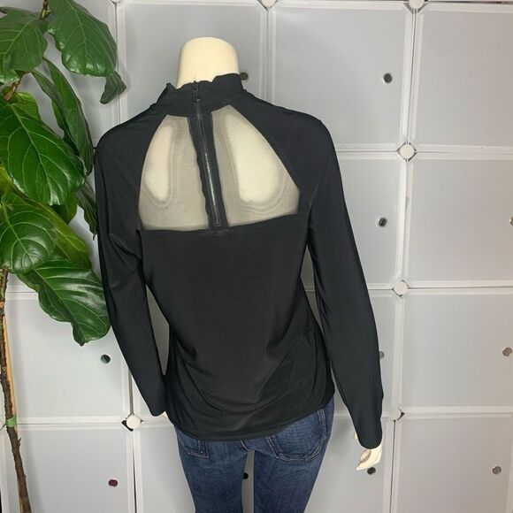 Barcelino Contrast Mesh Long Sleeve Top Size Medium - Picture 2 of 10